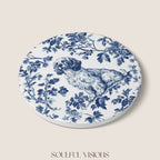 Cocker Spaniel Ceramic Coaster French Blue Toile