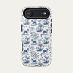 Boston Terrier Blue Toile Phone case