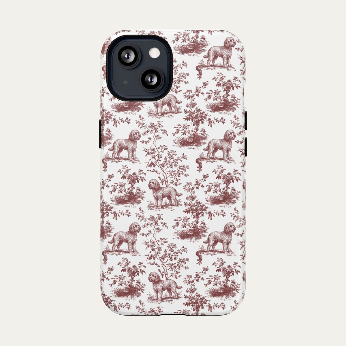 Cockapoo Burgundy Toile phone Case