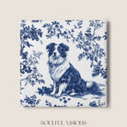 Australian Shepherd Ceramic Coaster French Blue Toile
