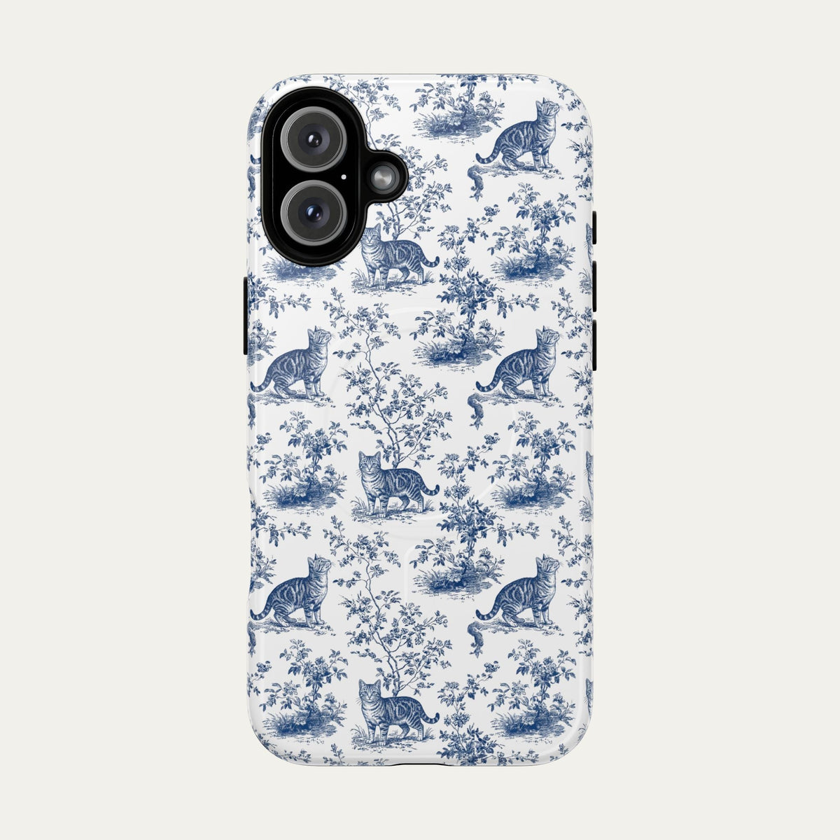 Tabby Cat Blue Toile Phone case