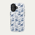Tabby Cat Blue Toile Phone case