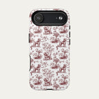 Poodle Burgundy Toile phone Case
