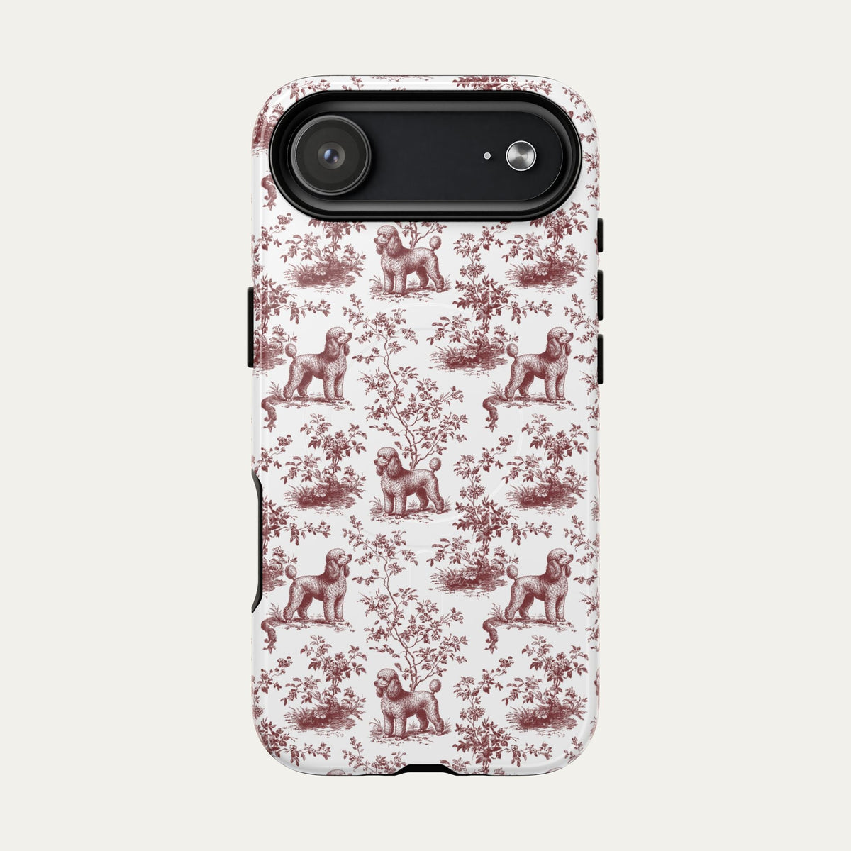 Poodle Burgundy Toile phone Case