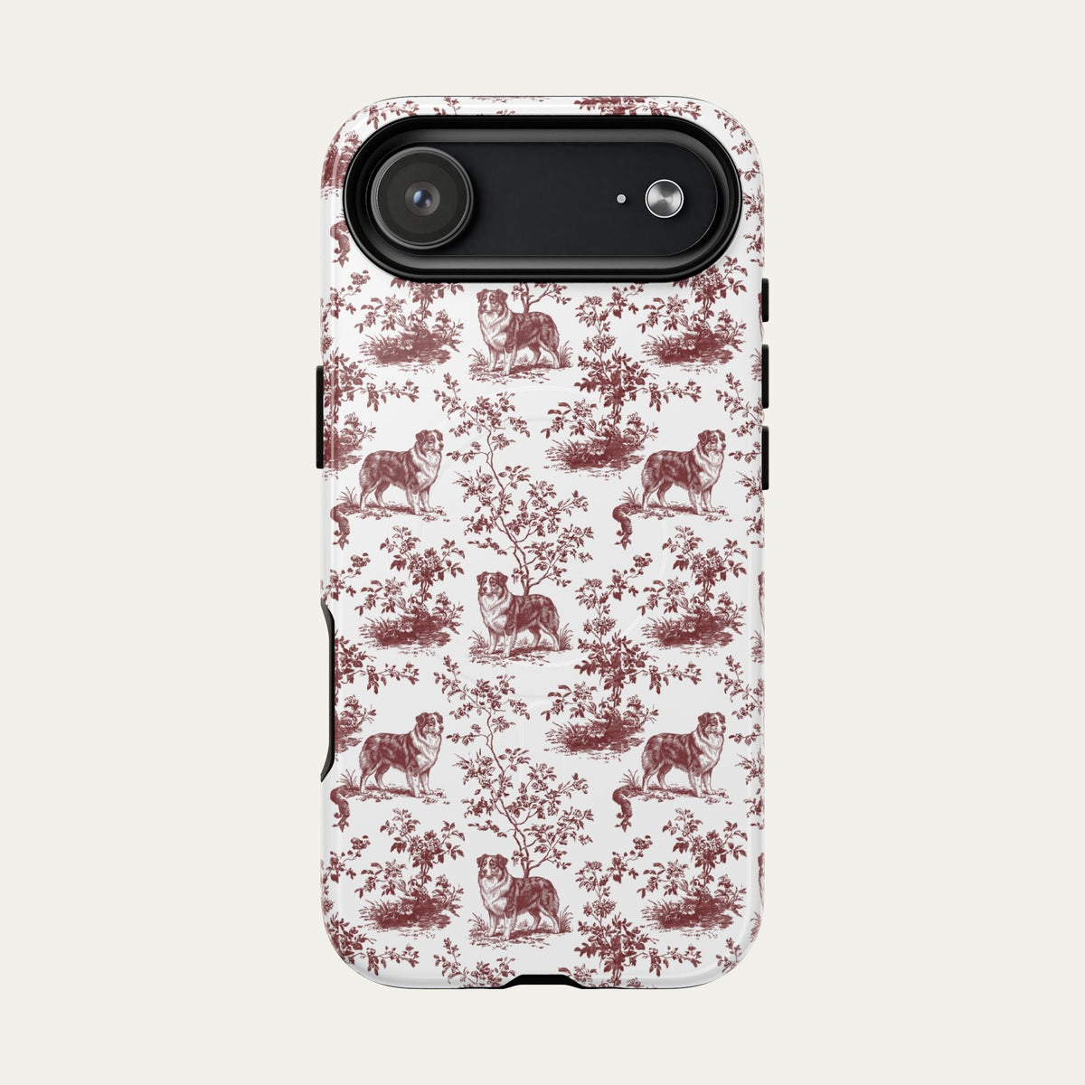Australian Shepherd Burgundy Toile phone Case