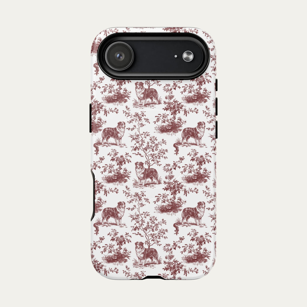 Australian Shepherd Burgundy Toile phone Case
