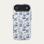 Pomeranian Blue Toile Phone case