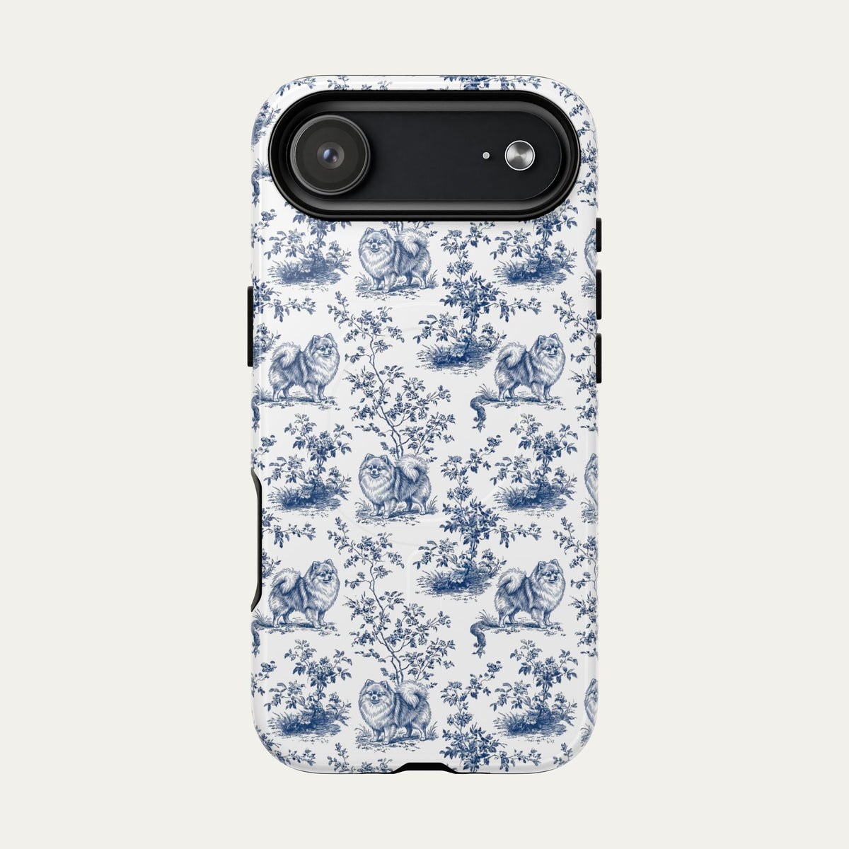 Pomeranian Blue Toile Phone case
