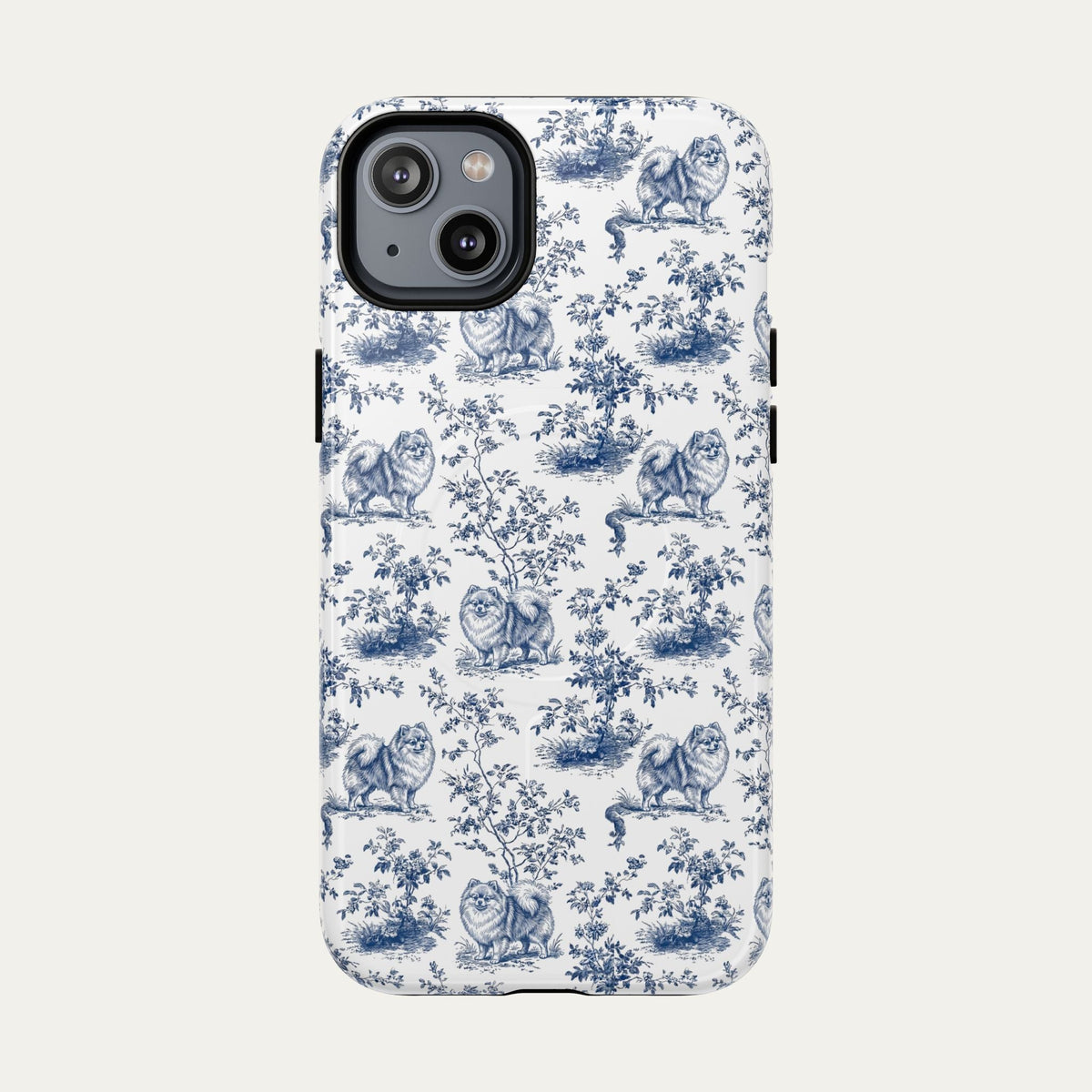 Pomeranian Blue Toile Phone case