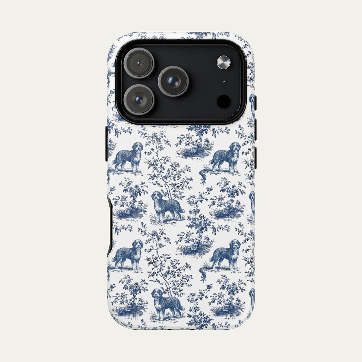 Bernedoodle Blue Toile Phone case