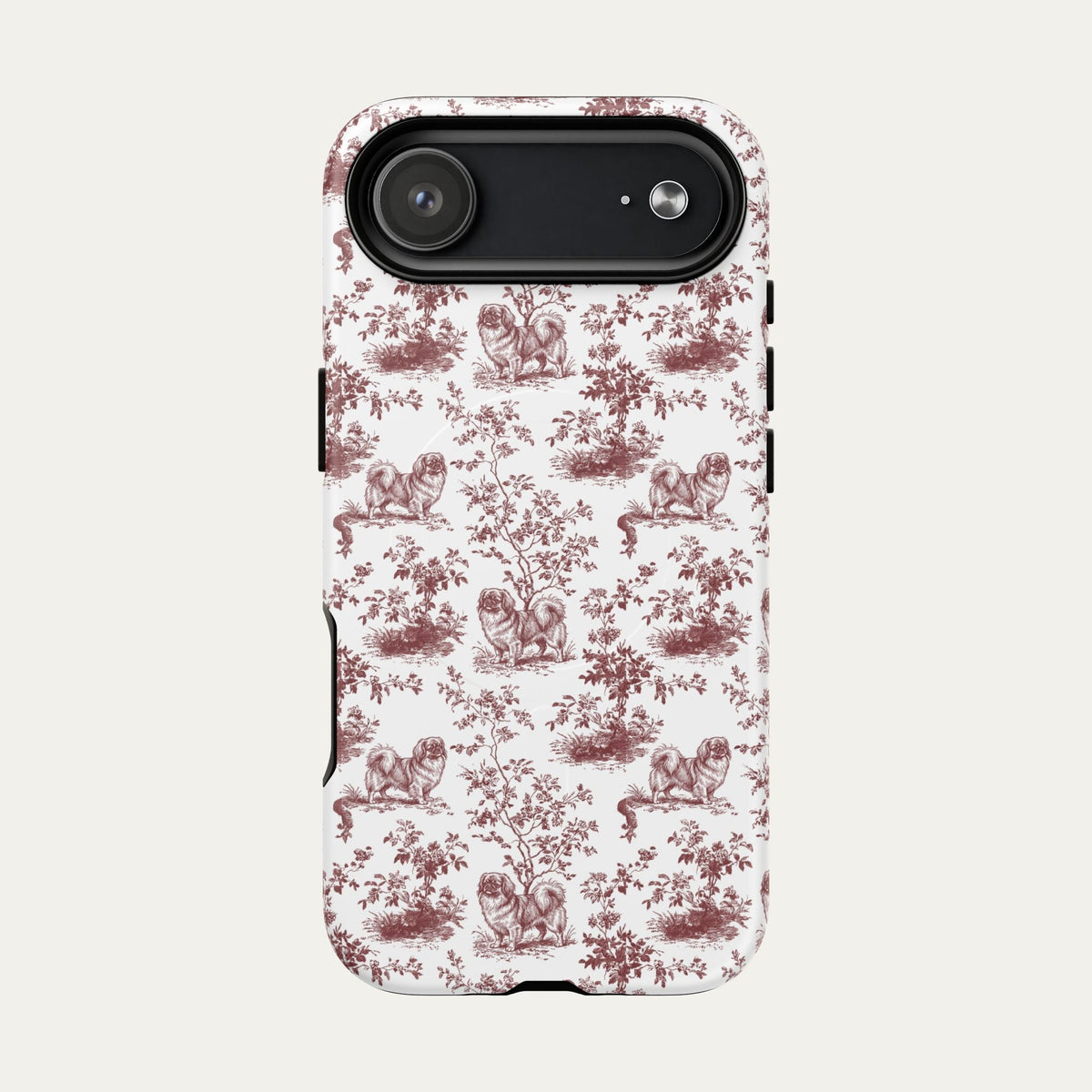 Pekingese Burgundy Toile phone Case