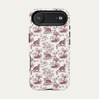 Tabby Cat Burgundy Toile phone Case
