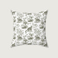 Tabby Cat Sage Green French Toile Pillow