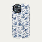 Tabby Cat Blue Toile Phone case