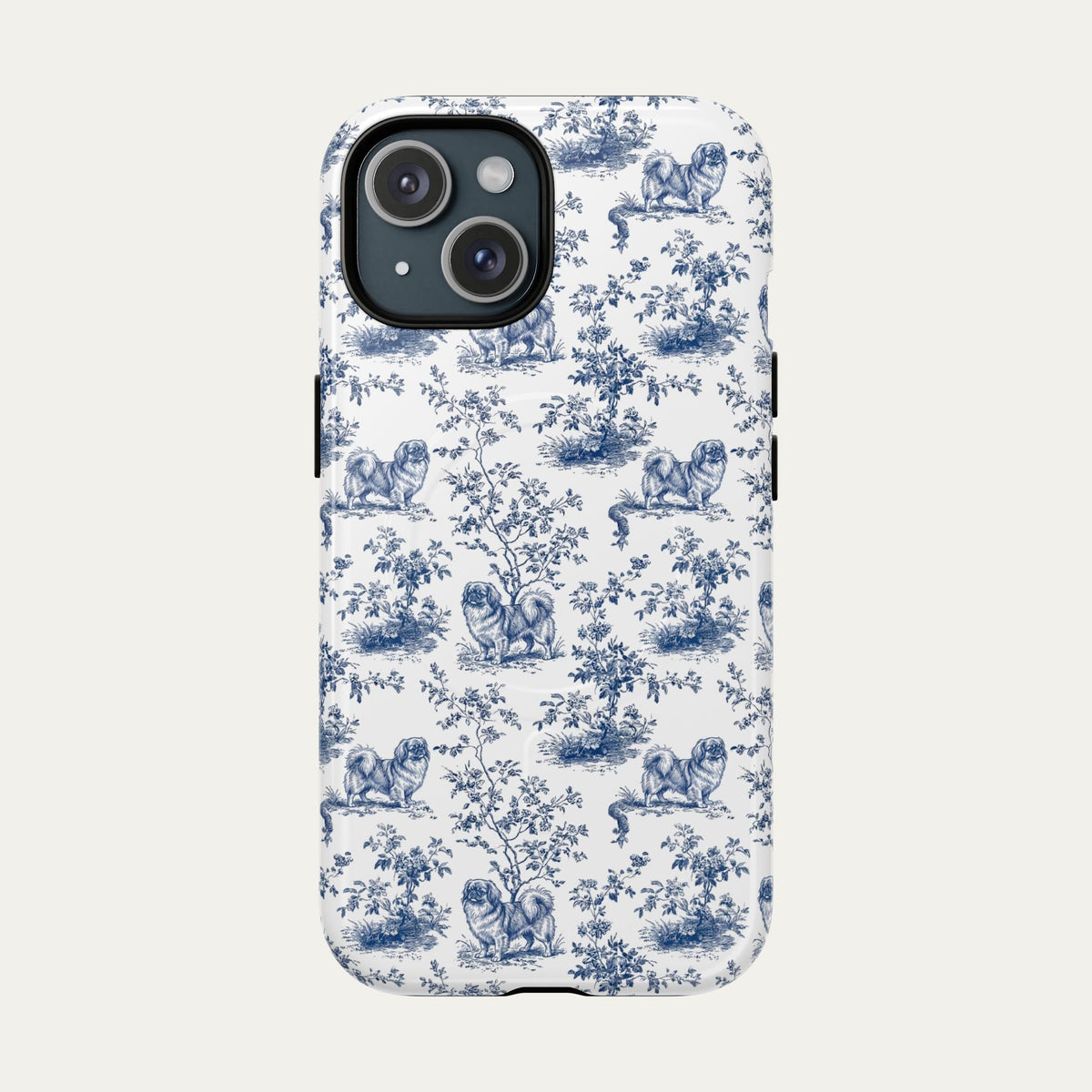 Pekingese Blue Toile Phone case