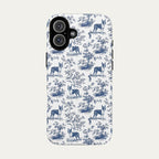 Boston Terrier Blue Toile Phone case