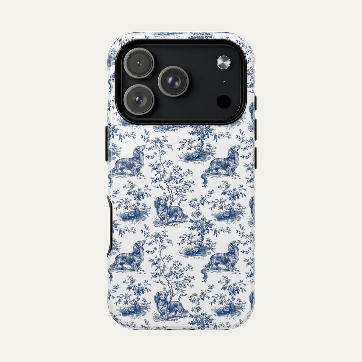 Dachshund Longhaired Blue Toile Phone case