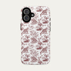 Scottish Fold Cat Burgundy Toile phone Case