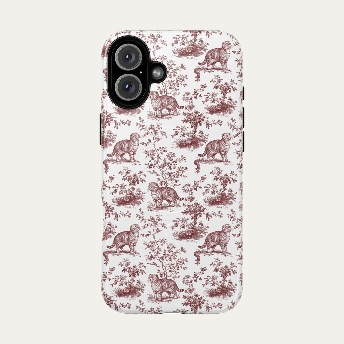 Scottish Fold Cat Burgundy Toile phone Case