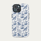 Poodle Blue Toile Phone case