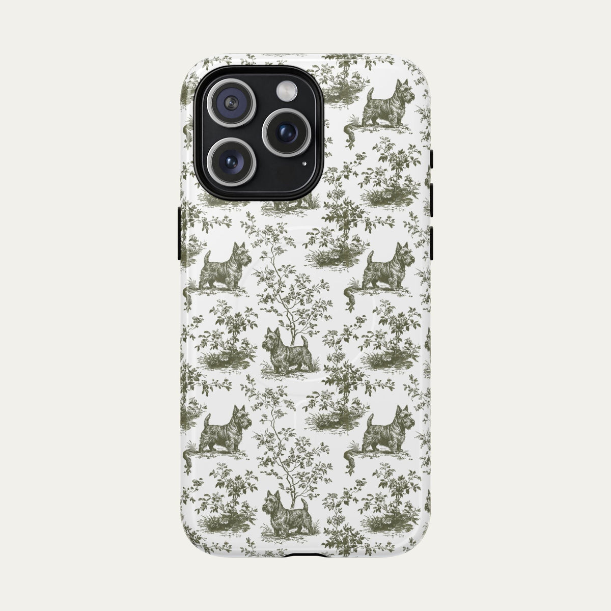 Scottish Terrier Sage Green Toile phone Case