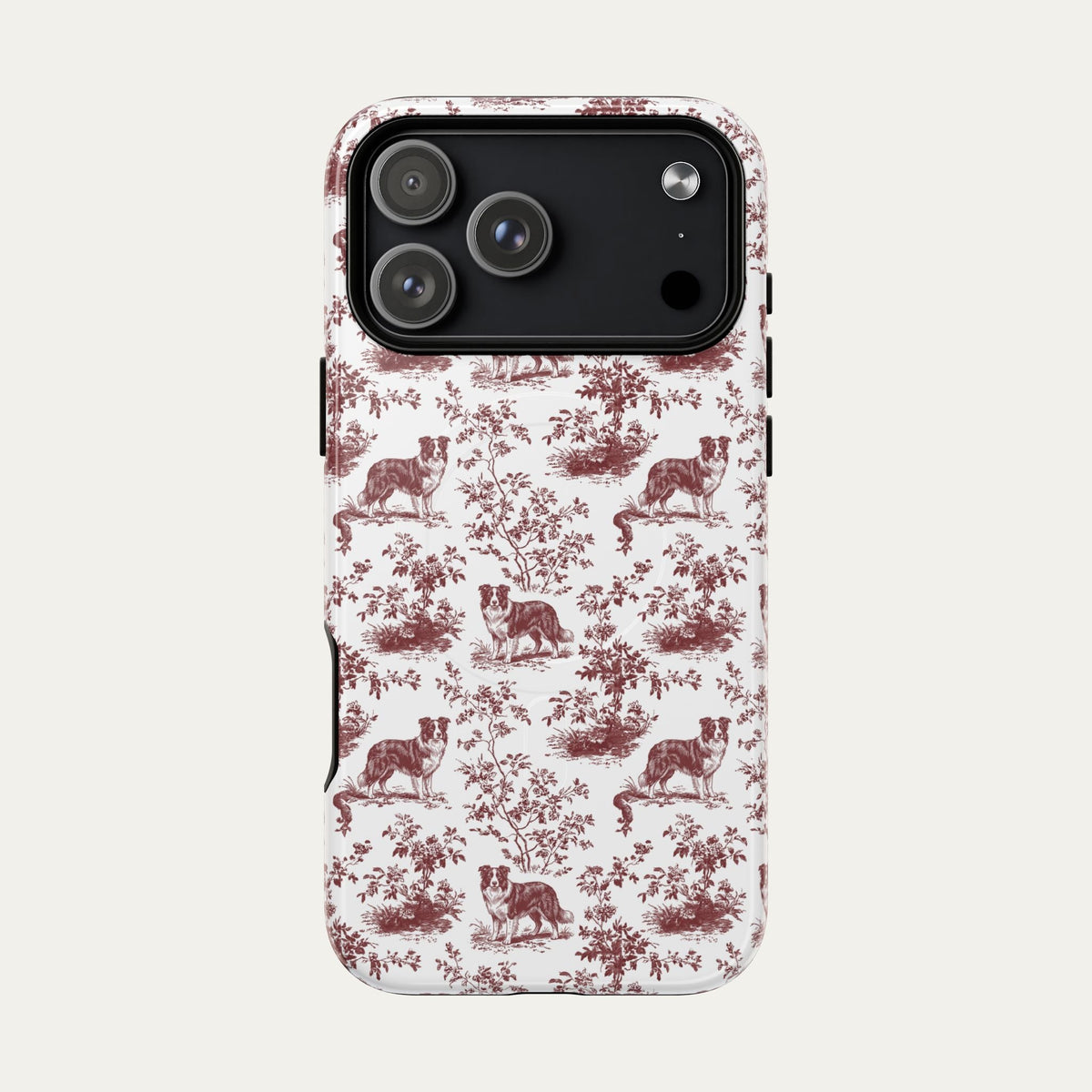 Border Collie Burgundy Toile phone Case