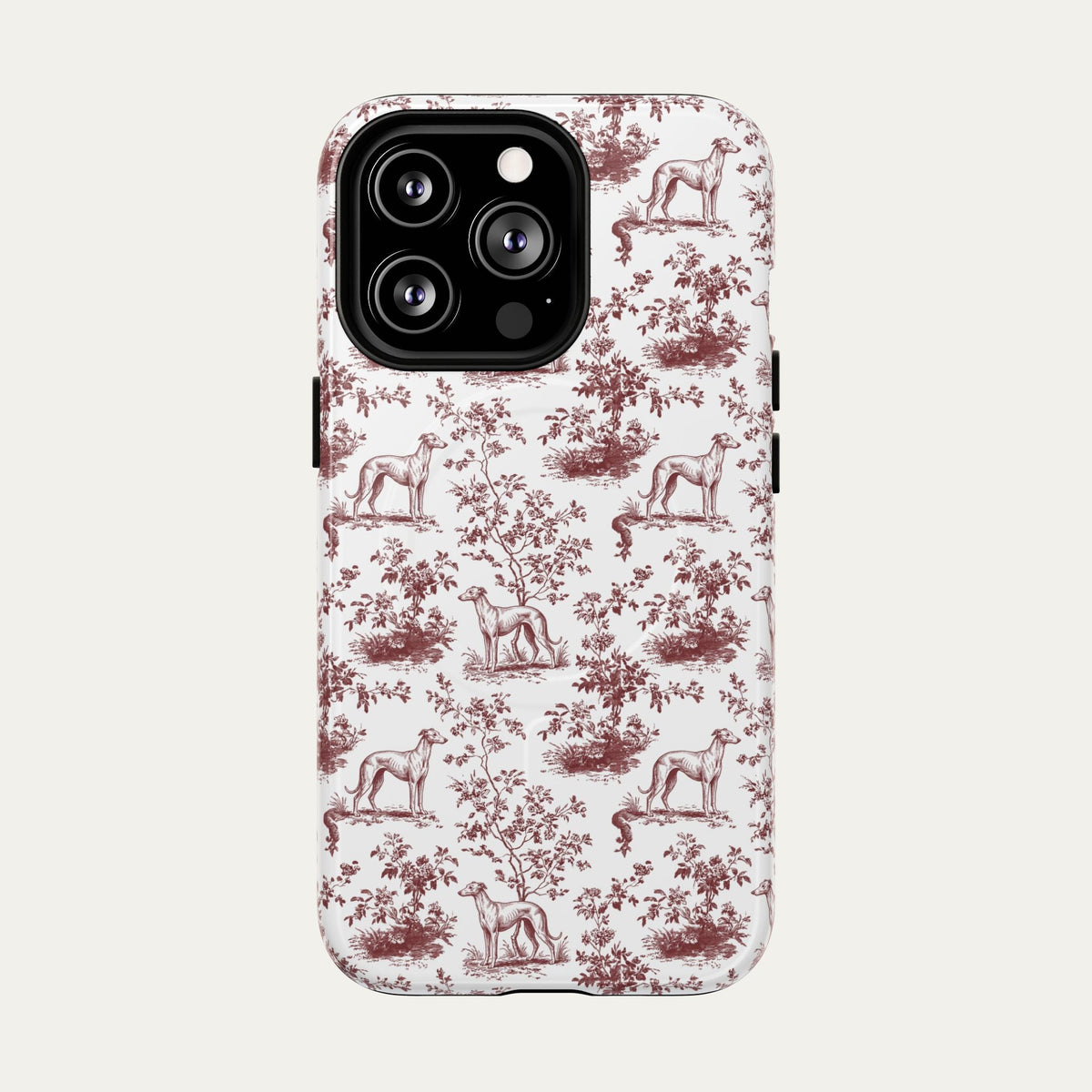 Whippet Burgundy Toile phone Case