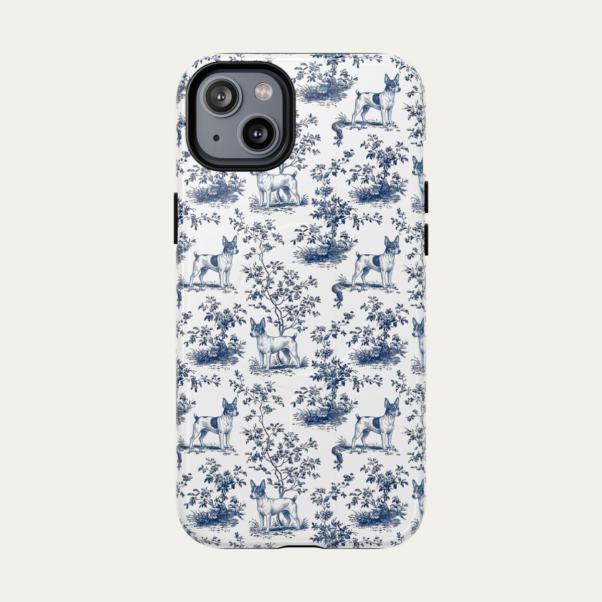 Toy Fox Terrier Blue Toile Phone case
