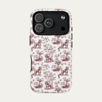 Poodle Burgundy Toile phone Case
