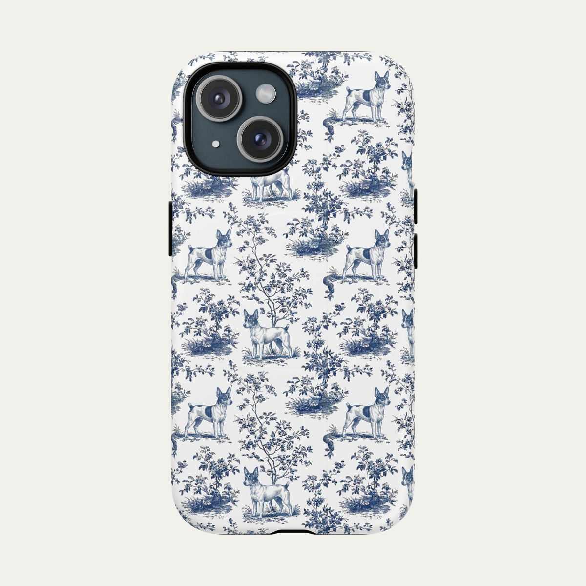Toy Fox Terrier Blue Toile Phone case