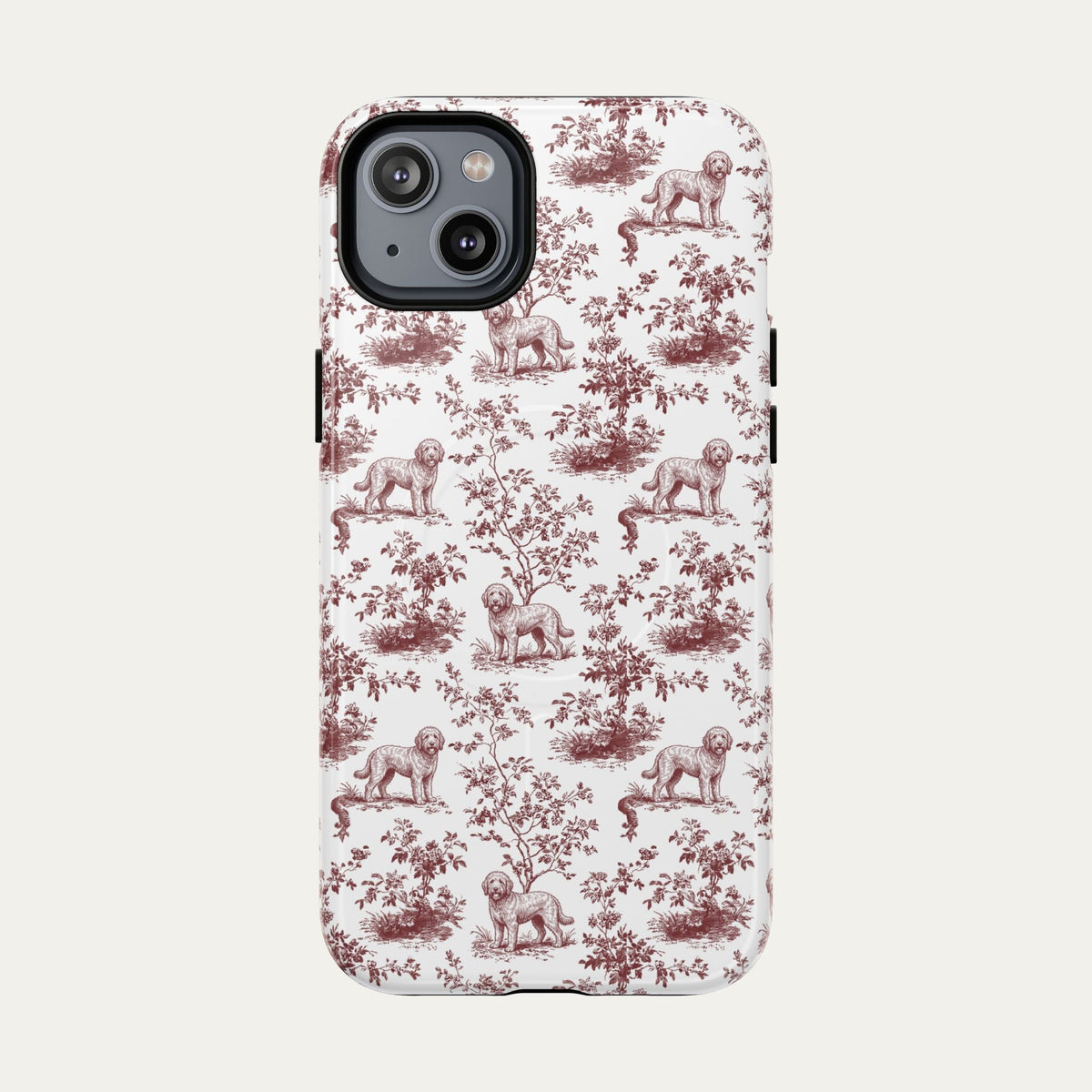 Goldendoodle Burgundy Toile phone Case
