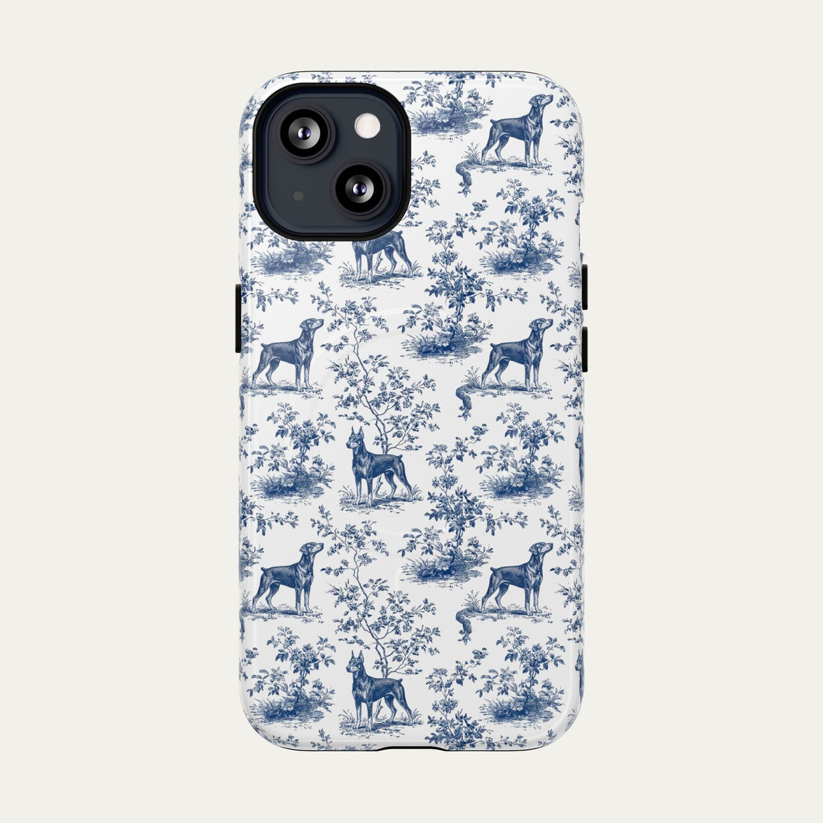 Doberman Blue Toile Phone case