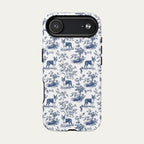 Boston Terrier Blue Toile Phone case