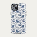 Bernedoodle Blue Toile Phone case