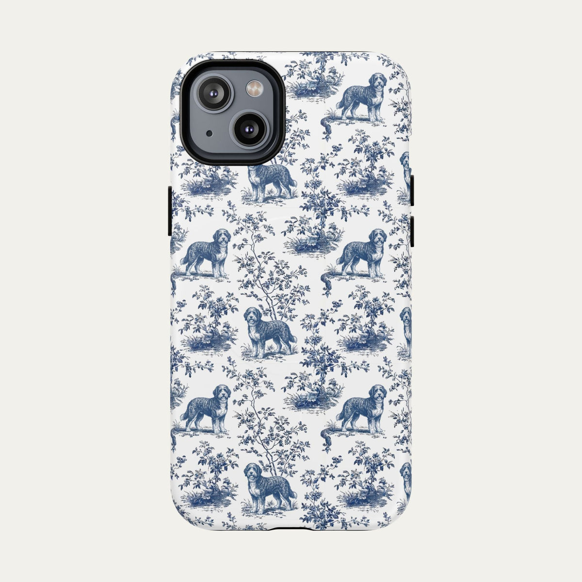 Bernedoodle Blue Toile Phone case