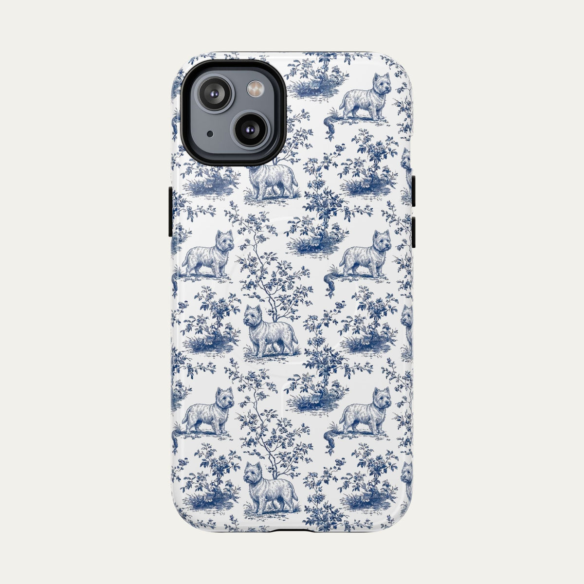 Westie Blue Toile Phone case