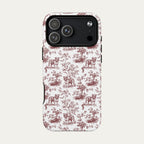 English Bulldog Burgundy Toile phone Case