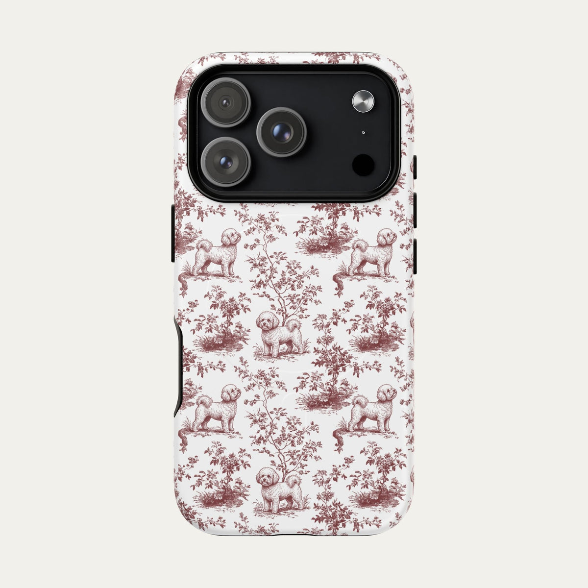 Bichon Frise Burgundy Toile phone Case