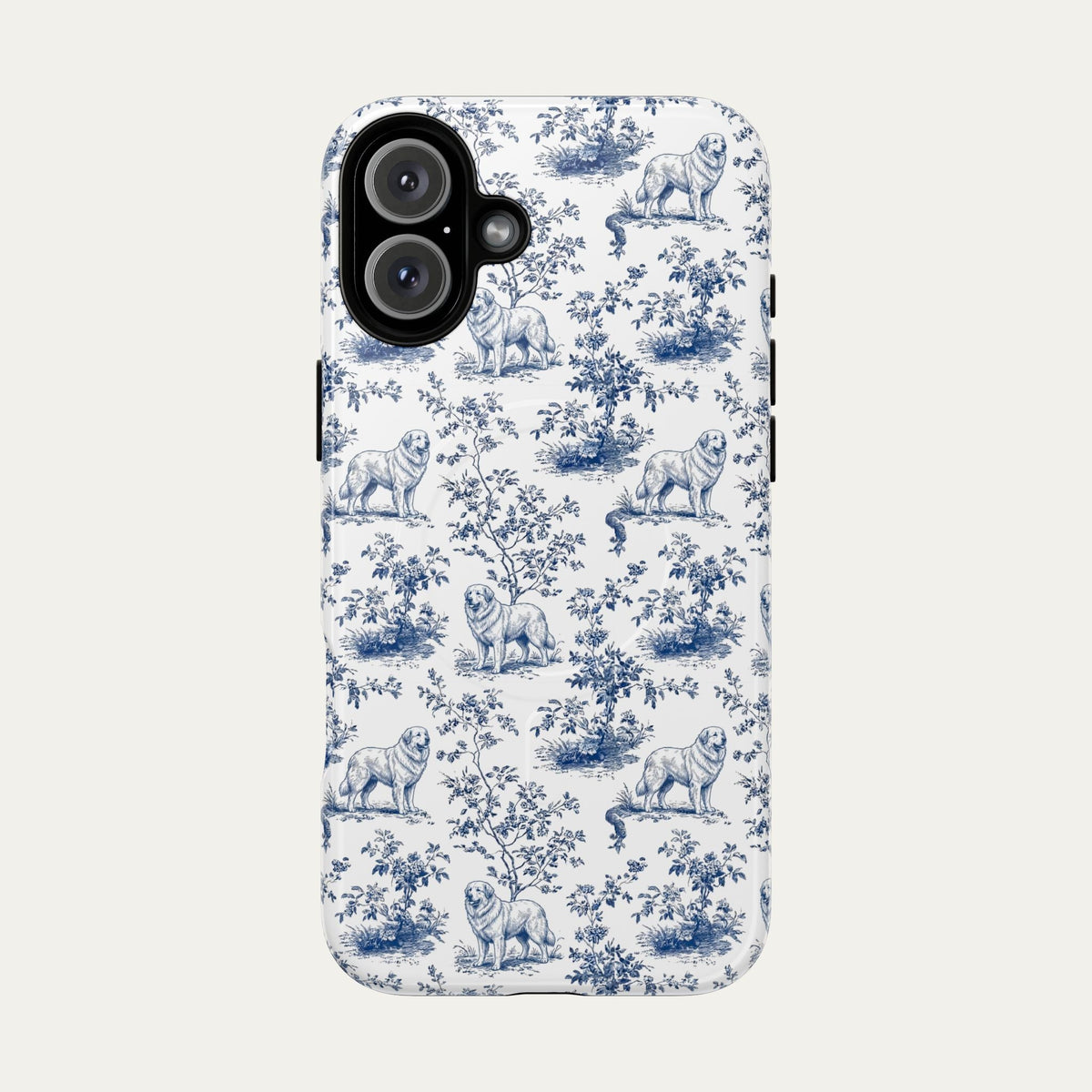 Great Pyrenees Blue Toile Phone case
