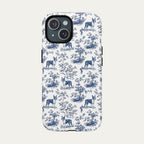 Boston Terrier Blue Toile Phone case
