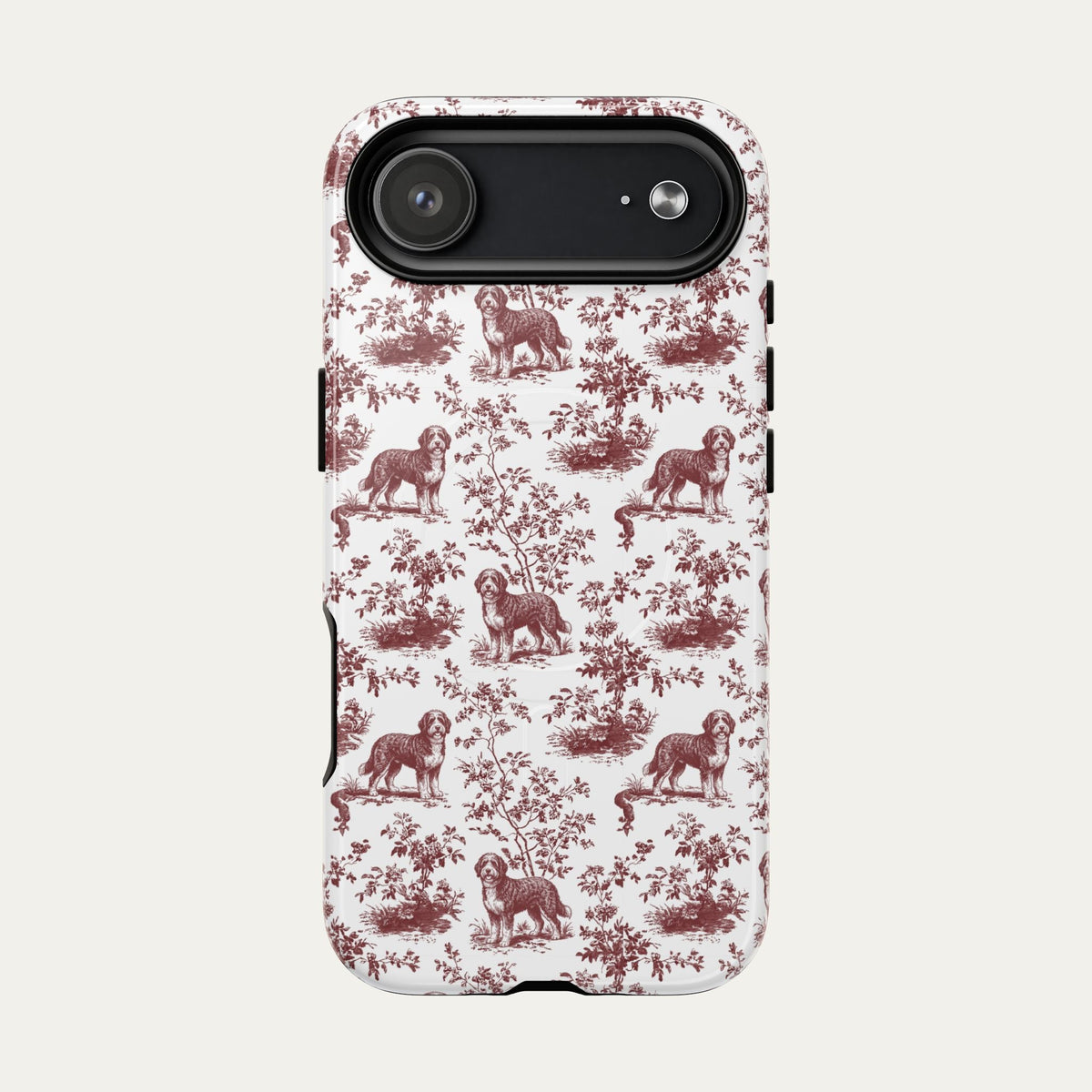Bernedoodle Burgundy Toile phone Case
