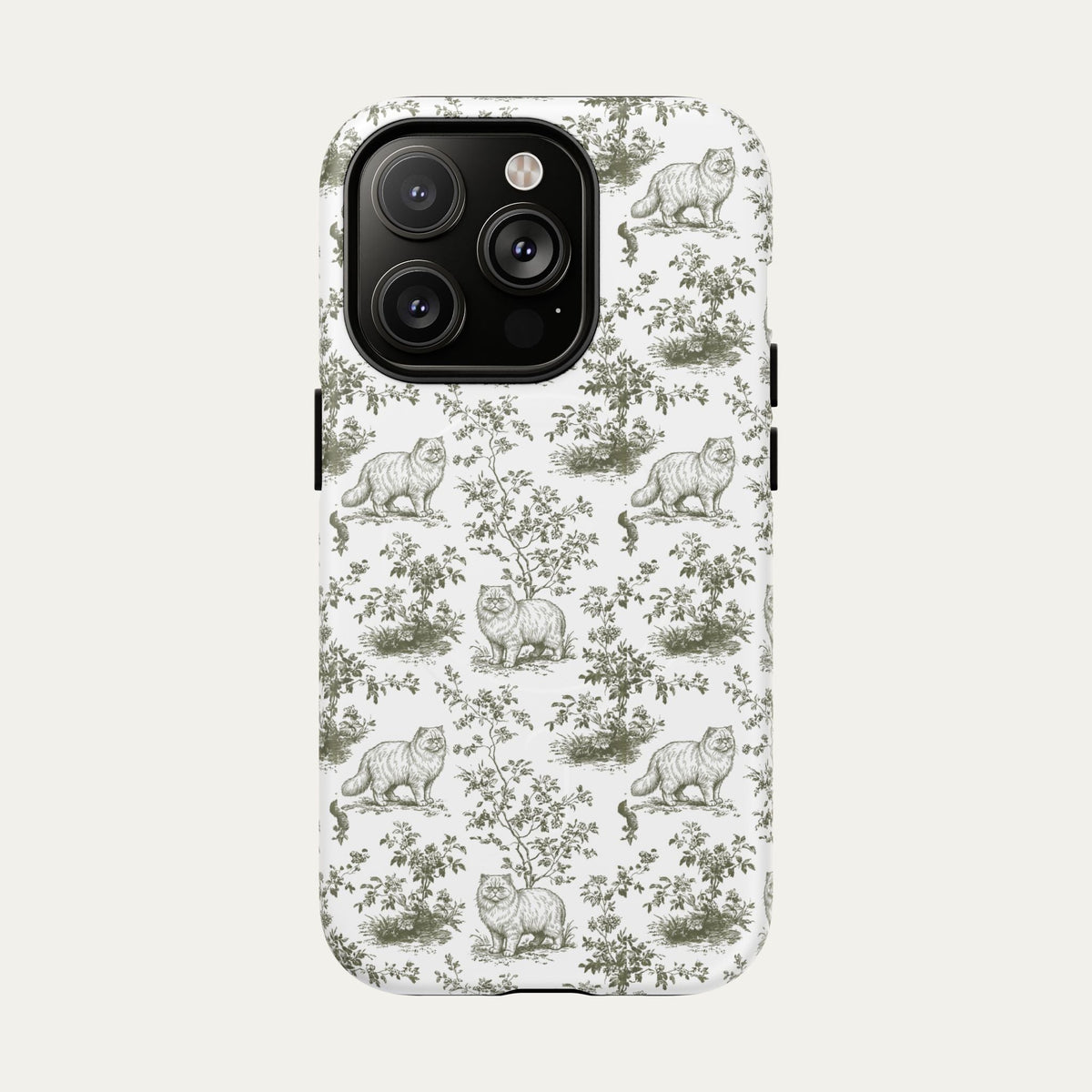 Persian Cat Sage Green Toile phone Case