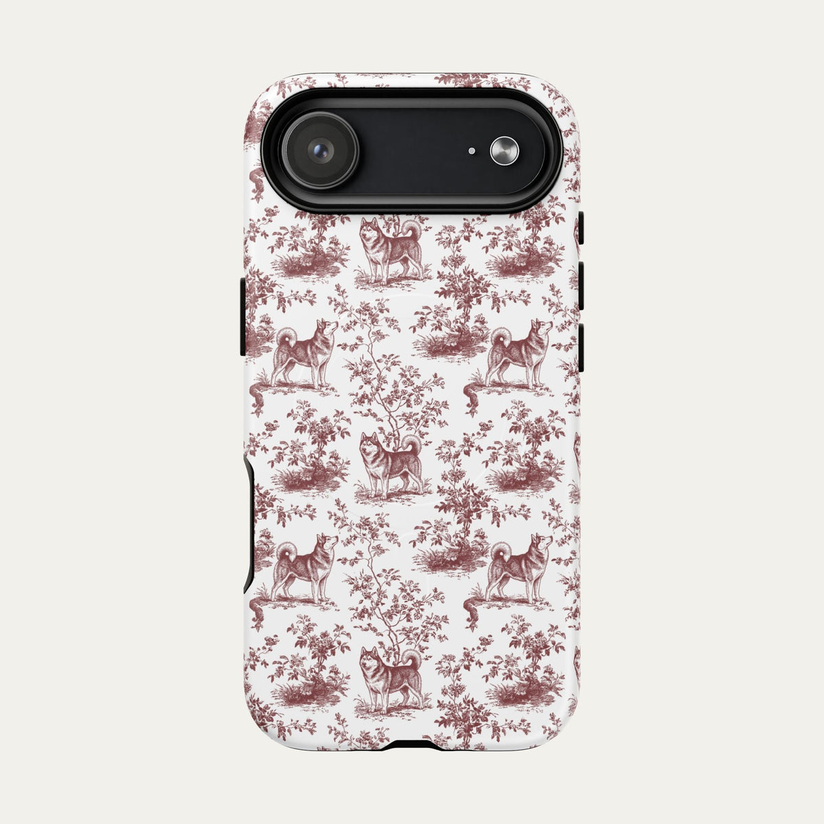 Husky Burgundy Toile phone Case