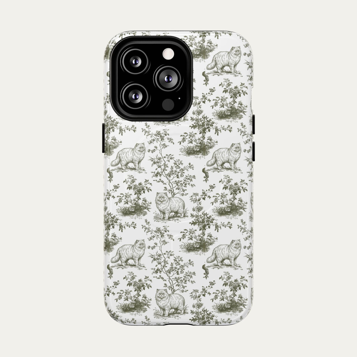 Persian Cat Sage Green Toile phone Case