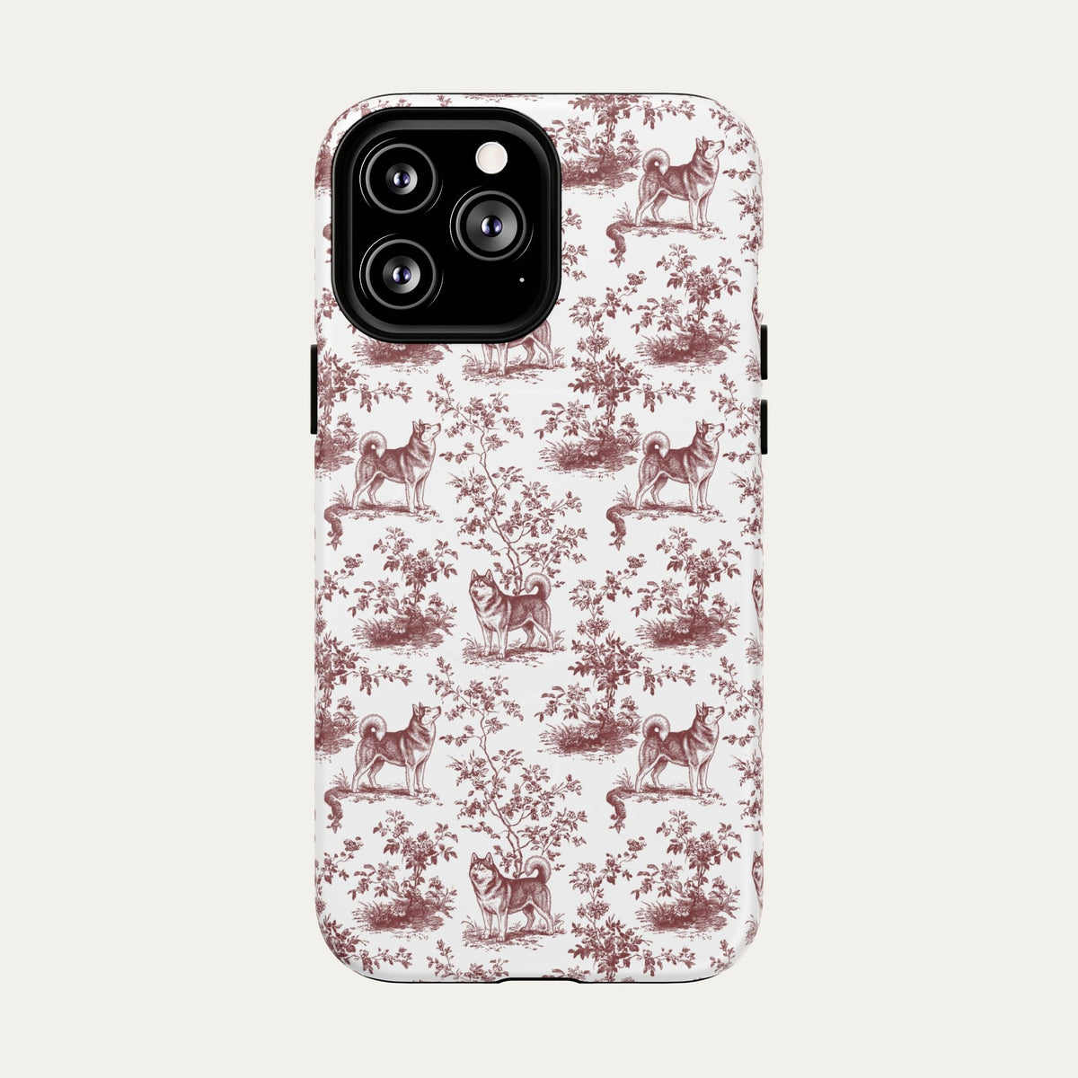 Husky Burgundy Toile phone Case