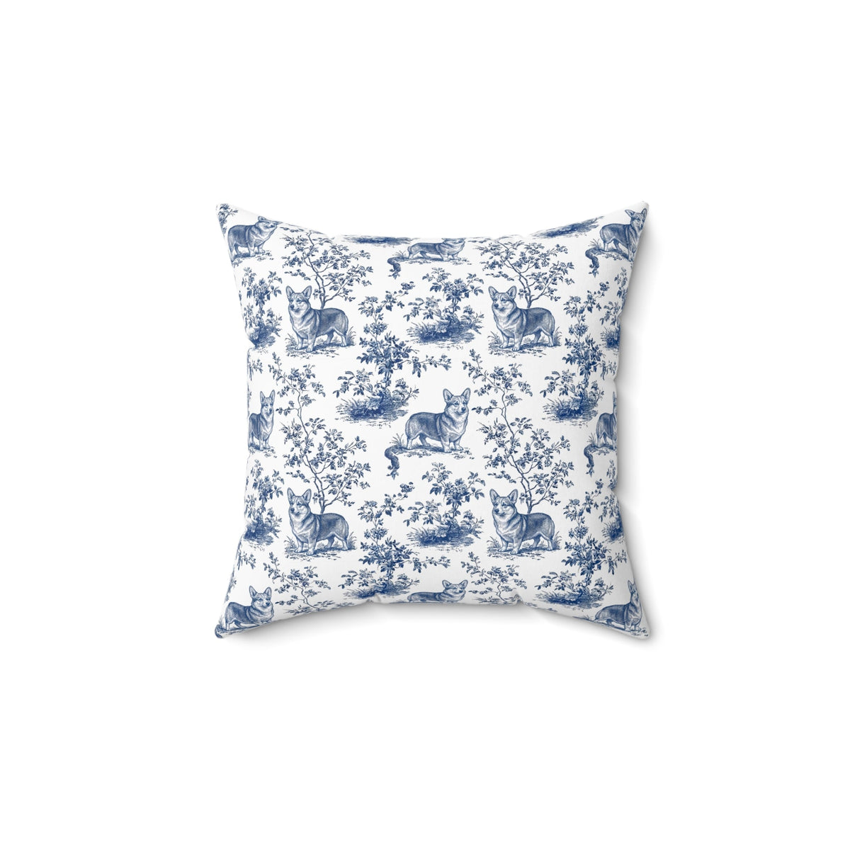 Akita Blue French Toile Pillow