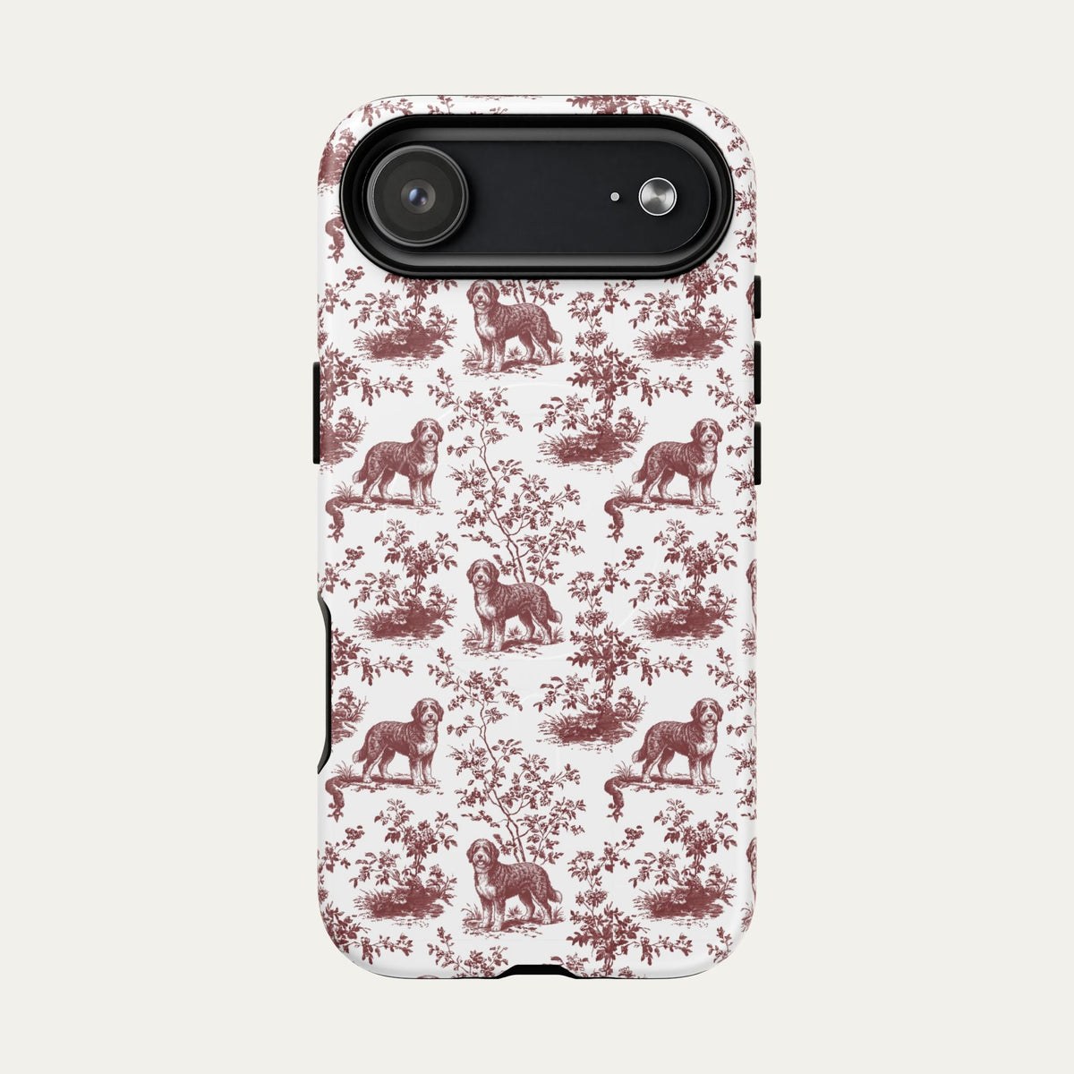 Bernedoodle Burgundy Toile phone Case