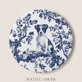 Jack Russell Ceramic Coaster French Blue Toile
