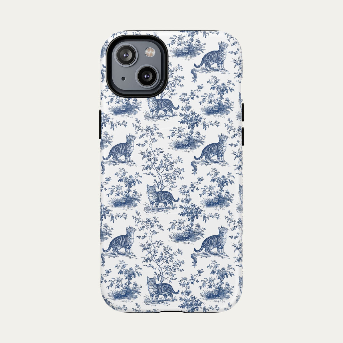 Tabby Cat Blue Toile Phone case