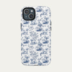 Bichon Frise Blue Toile Phone case
